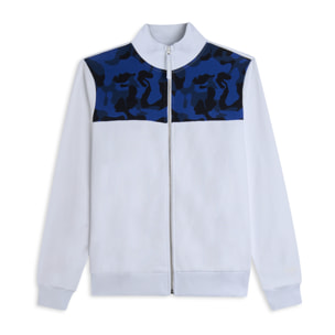 Felpa Collo Alto con Zip e Dettagli Camouflage