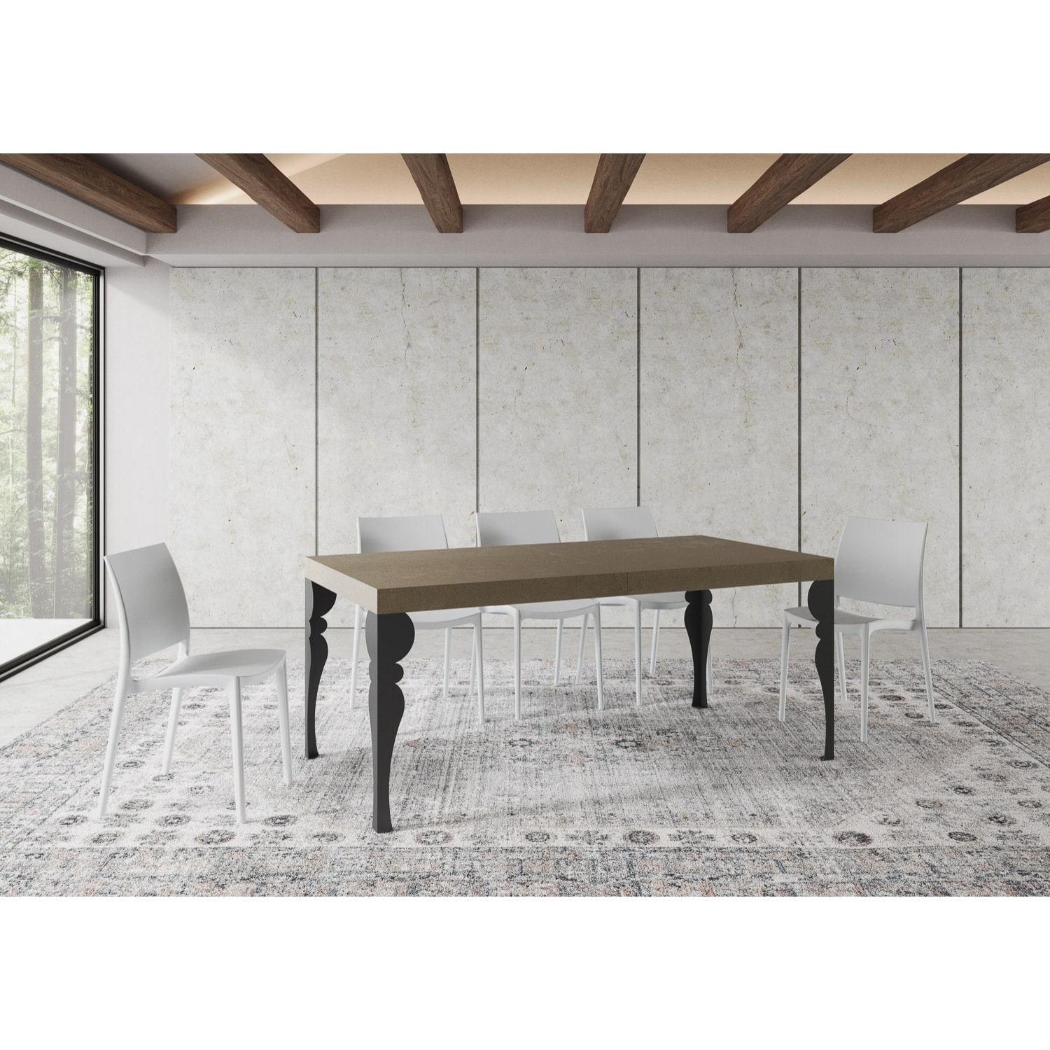 Table extensible 90x180/284 cm Paxon taupe pieds anthracite