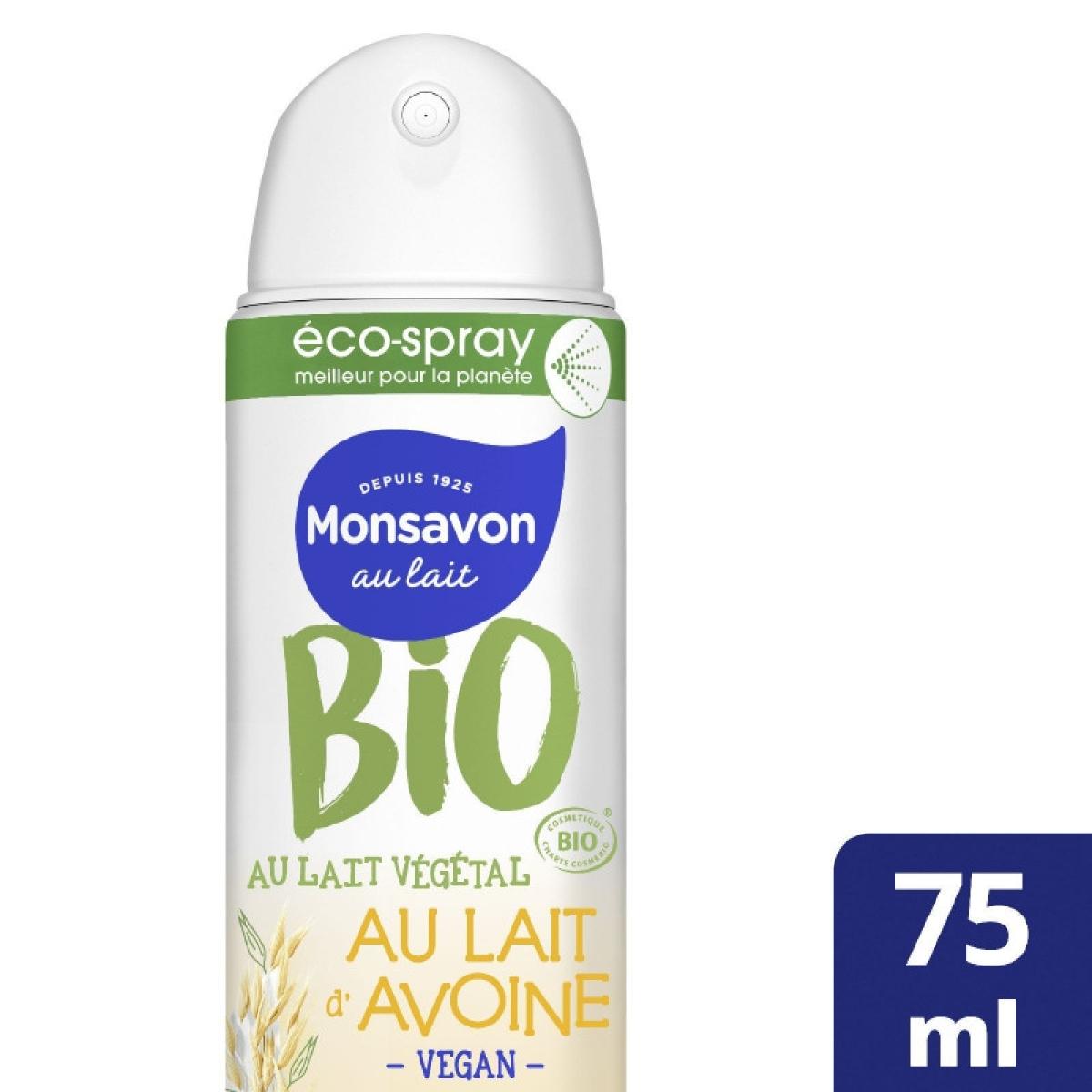Pack de 3 - Monsavon Déodorant Spray Bio Lait Avoine 75ml