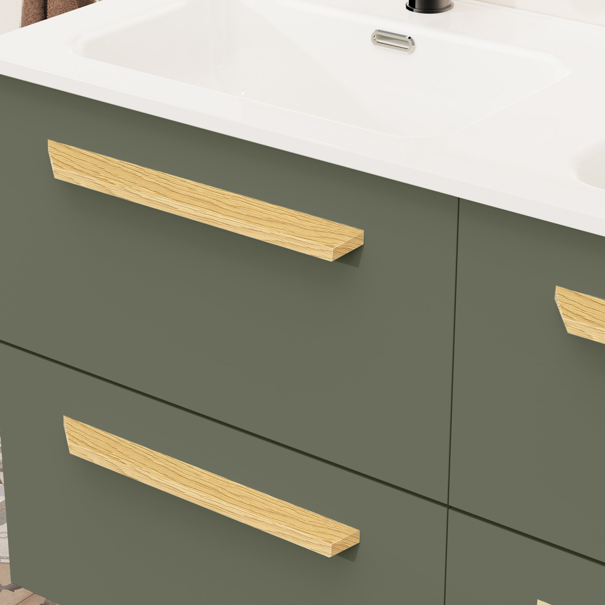 Ensemble de salle de bain MELODY 4C, Alday, 120 cm, Vert mousse