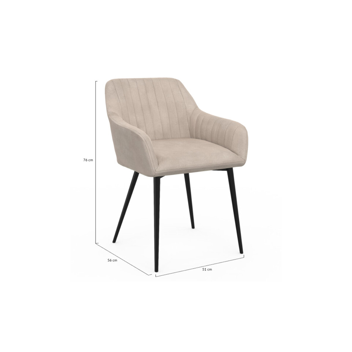 Chaises avec accoudoirs Ariana en velours et pieds métal - lot de 2 - Taupe