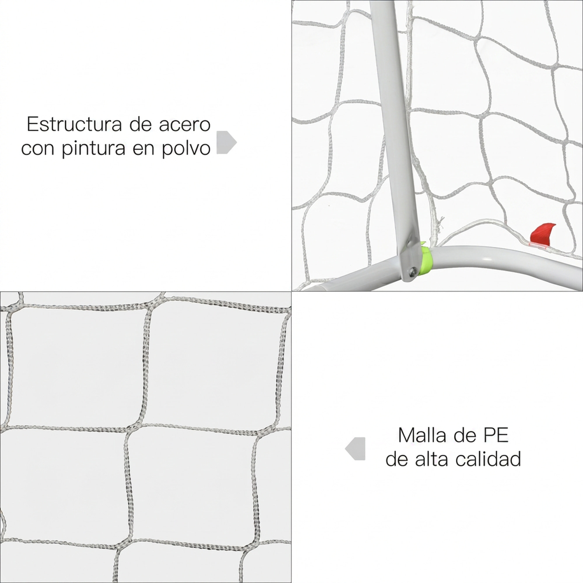 Portería de Fútbol, Puerta de Fútbol con Soporte de Metal y Red, para Entrenamiento en Jardín, Aire Libre, 186x62x123 cm, Blanco y Amarillo