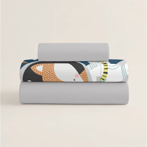 Cool Kids - Juego de Sábanas Estampadas - Infantil - Incluye 1 Funda de Almohada + 1 Sábana Bajera - 100% Algodón - Neil