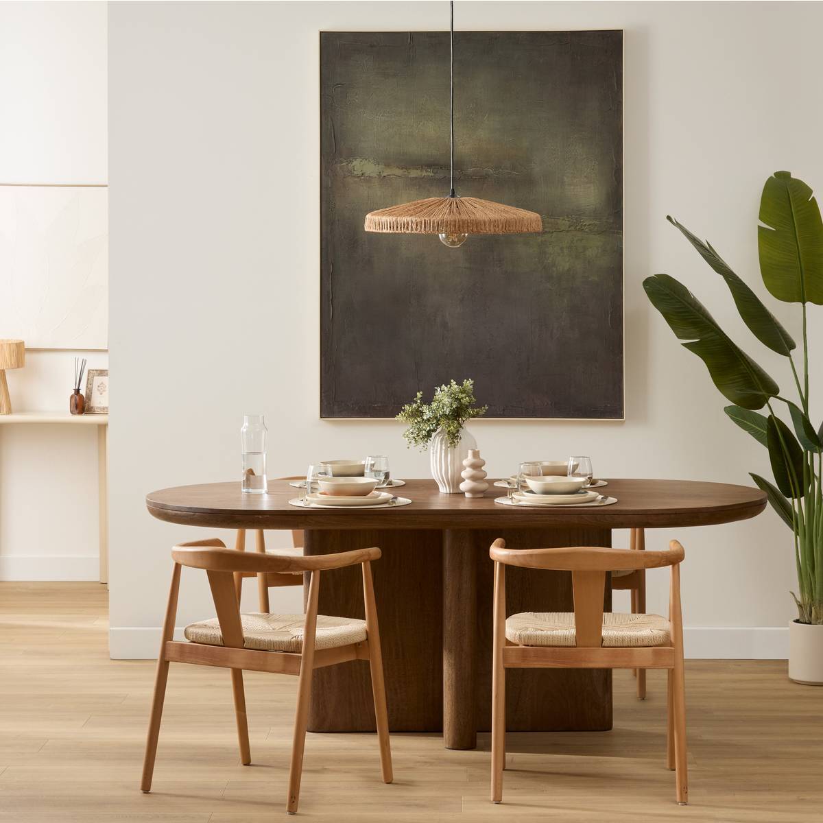 Table à manger Nagda ovale 100x200cm 8 places marron