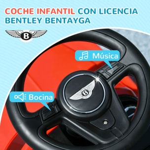 Coche Correpasillos 3 en 1 Correpasillos con Licencia Bentley Bentayga Correpasillos para Bebés de 12-36 Meses con Asa de Empuje y Toldo Desmontables Música Bocina Rojo