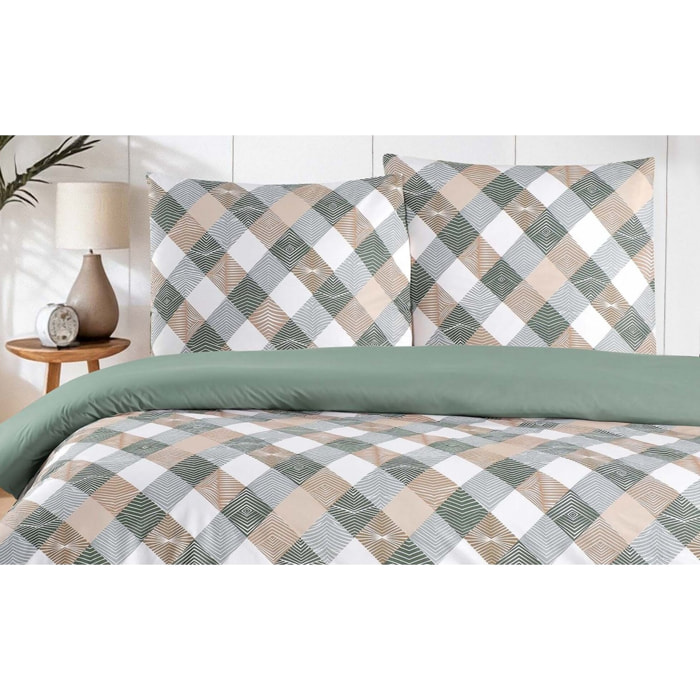 Parure housse de couette et taie(s) d'oreiller coton imprimé