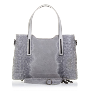 Fiesole Bolso tote Mujer.Piel auténtica Gamuza Grabado Cocodrilo