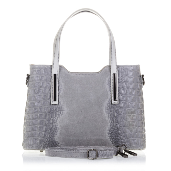 Fiesole Bolso tote Mujer.Piel auténtica Gamuza Grabado Cocodrilo