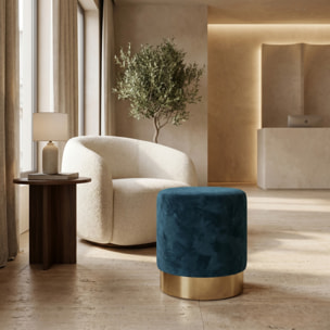 Pouf cilindrico in velluto - BLU