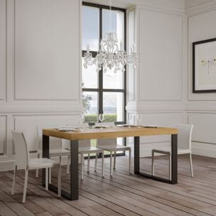 Tavolo allungabile 90x200/460 cm Tecno quercia natura telaio Antracite