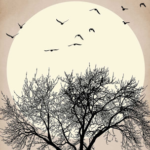 Affiche dessin ""Arbre scintillant"" Affiche + cadre en bois - Chêne