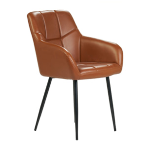 Chaises matelassées marron et métal noir (lot de 2) MONTERO