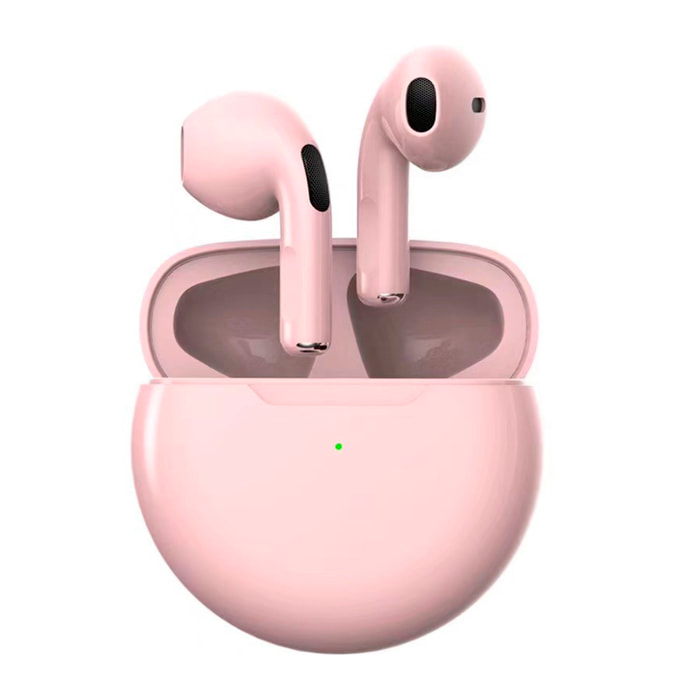 Auriculares TWS Pro 6, Bluetooth 5.3. Control táctil de reproducción musical y llamadas.