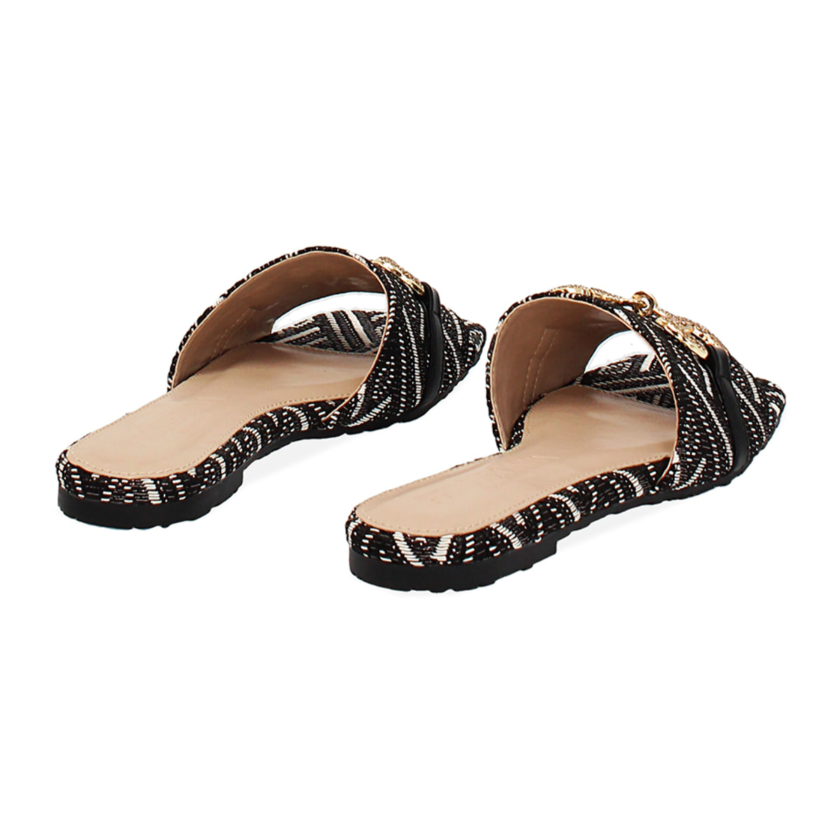 Sandali bassi donna neri in raffia