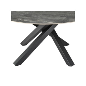 Table de repas D. 150 cm en céramique gris marbré cuivré - MARIA