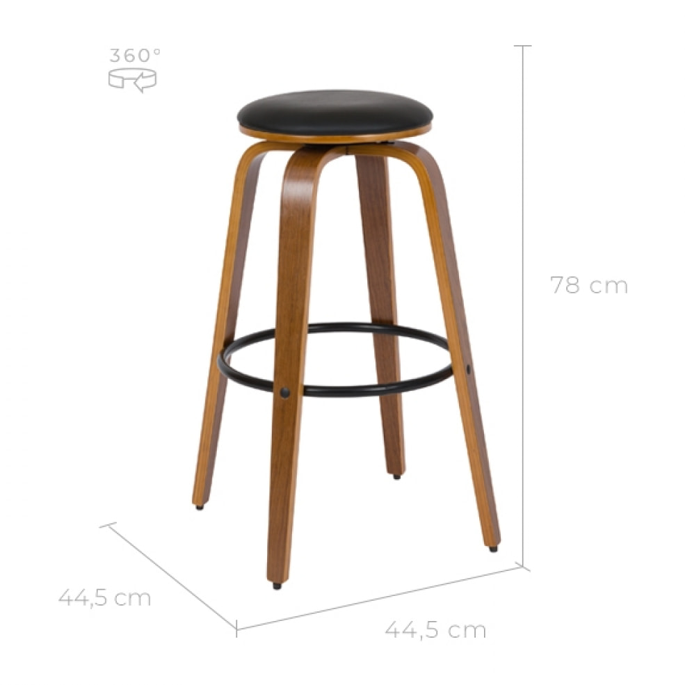 Lot de 2 tabourets de bar 78 cm en cuir synthétique noir - Arthus