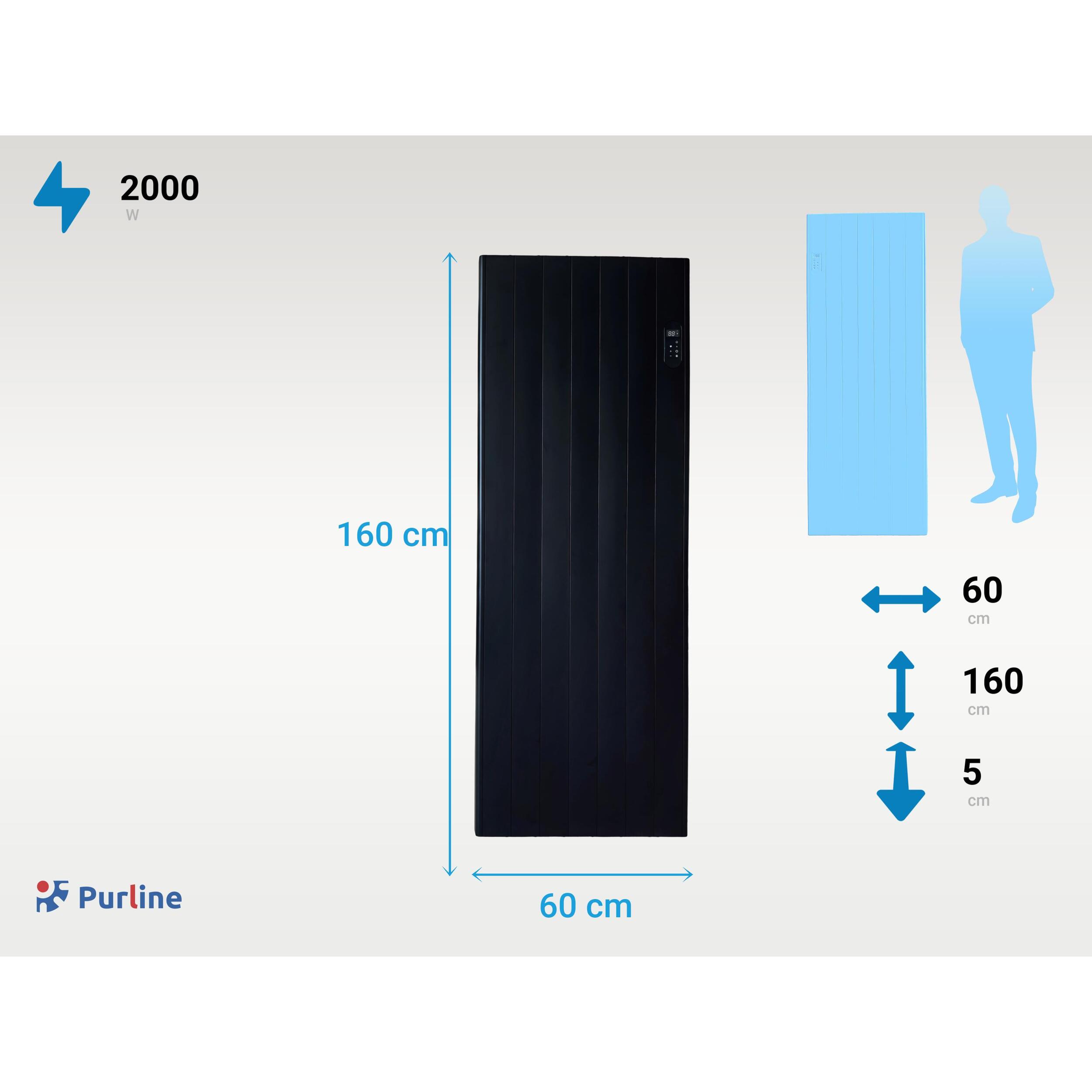 Emisor térmico diseño vertical 2000W con control Wifi CENIT B2000 PURLINE