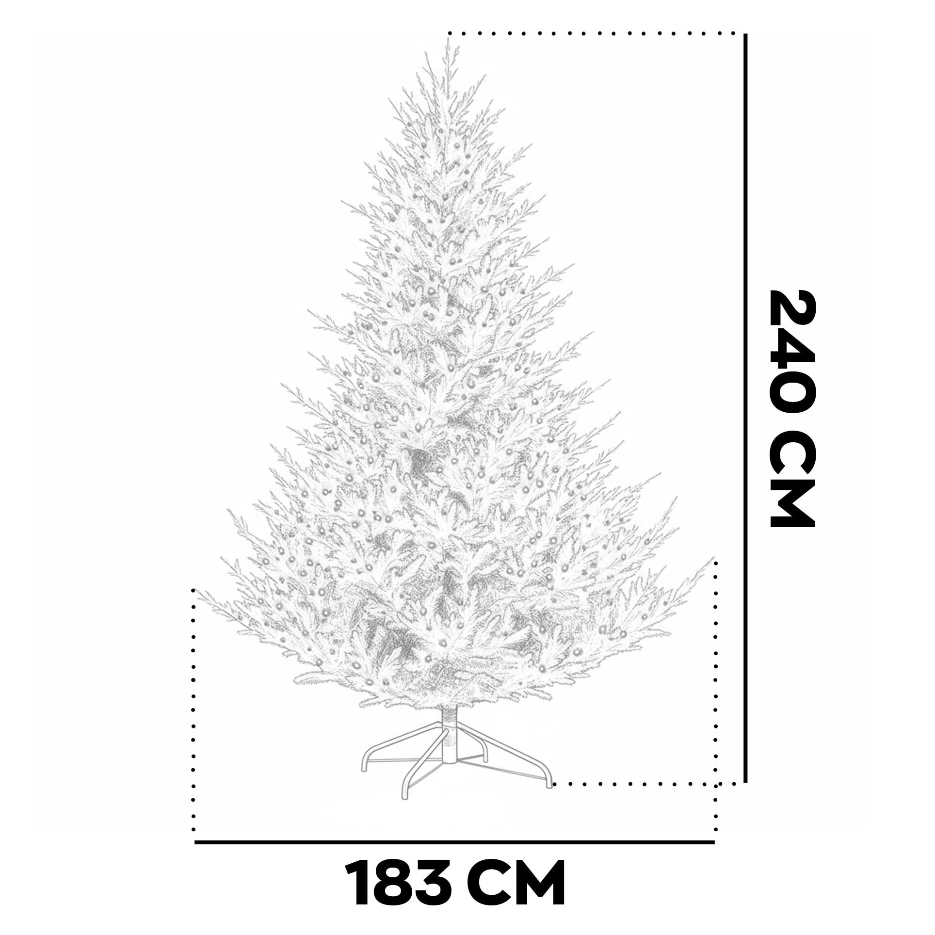 Rockfeller - Albero di Natale Tradizionale con 1300 Luci LED in PE e PVC Ø183x240H cm, 3384 Punte