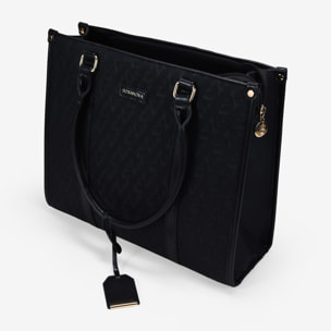 Bolso shopper negro con grabado de B