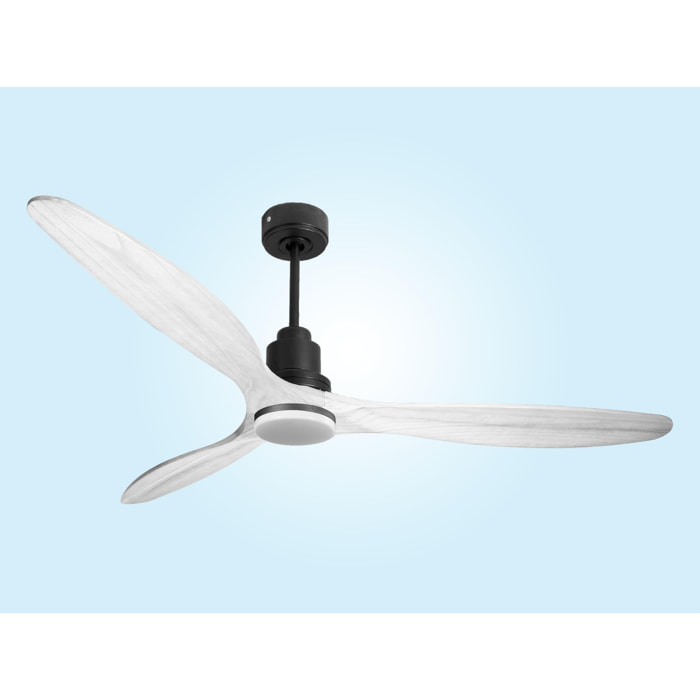 Ventilateur de plafond Réversible  Thermostat Dimmable Wifi Moteur à courant continu Toits en pente Télécommande Lumière à trois tons Hypersilence Mémoire