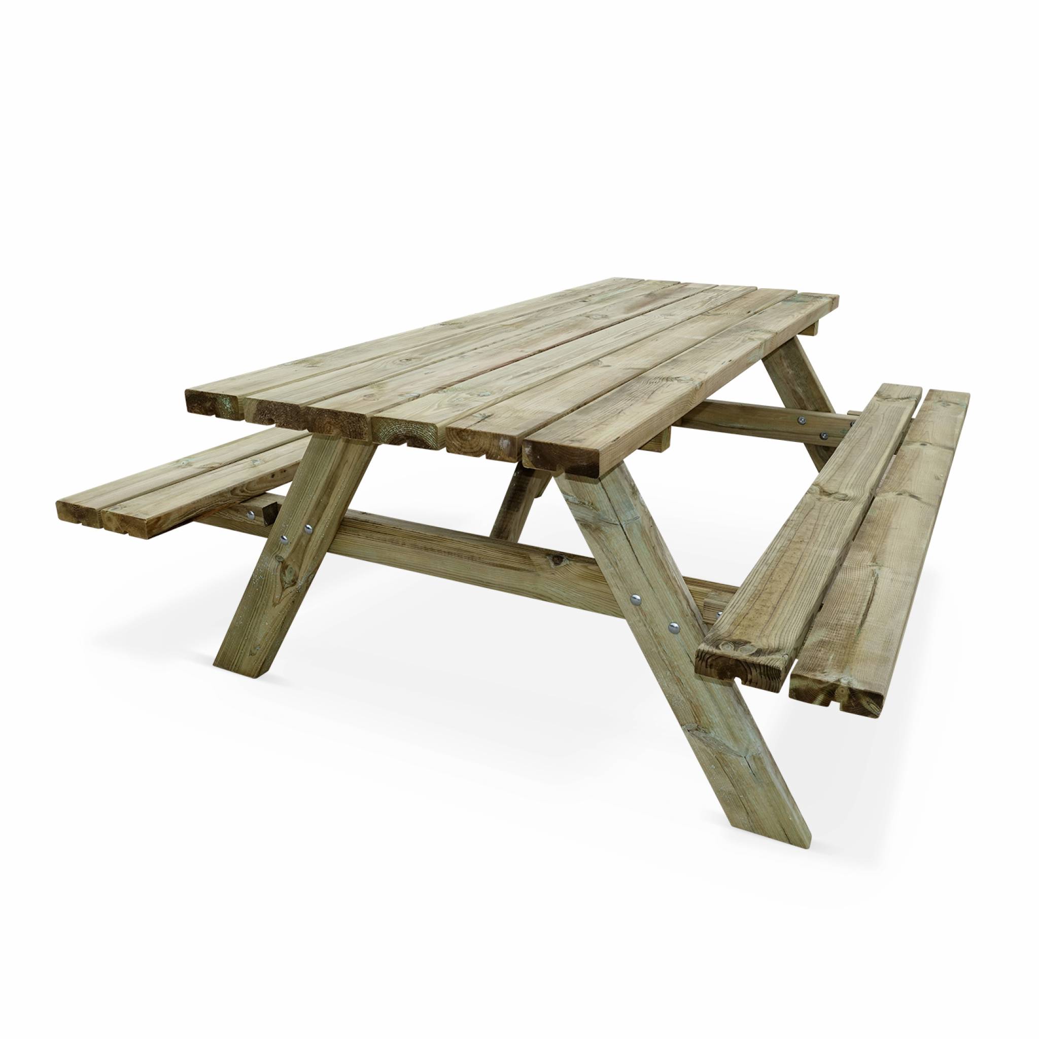 Lot de 4 tables de pique-nique 180 cm avec bancs rabattables en bois. 6 places - PANCHINA - Tables de jardin robustes en pin sylvestre