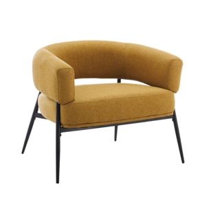 Fauteuil tissu dossier incurvé piétement métal CRISTO
