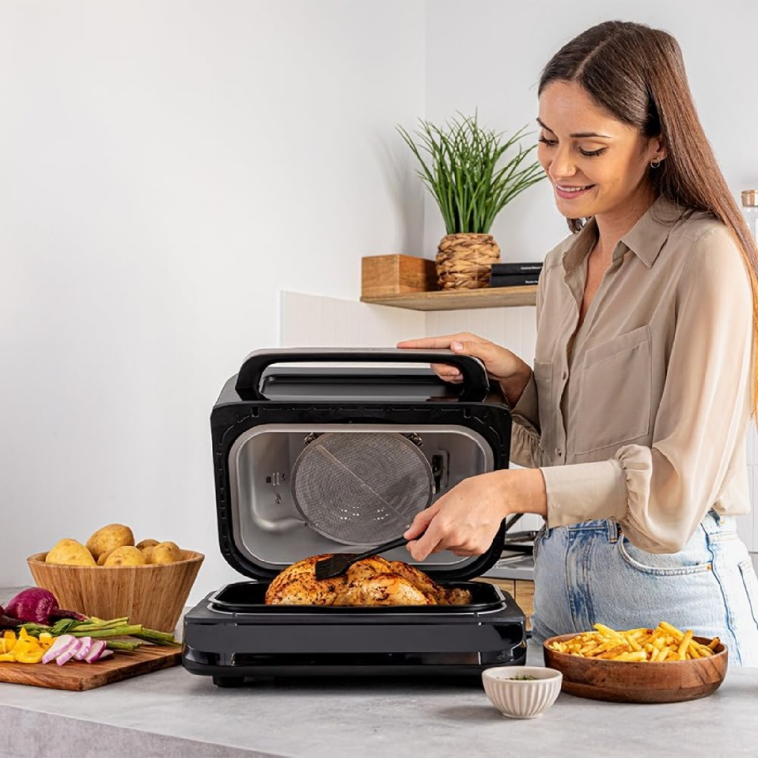 Freidora de Aire Grill sin Aceite de 6 L Cecofry FireDome 6000. Air Fryer. 2400