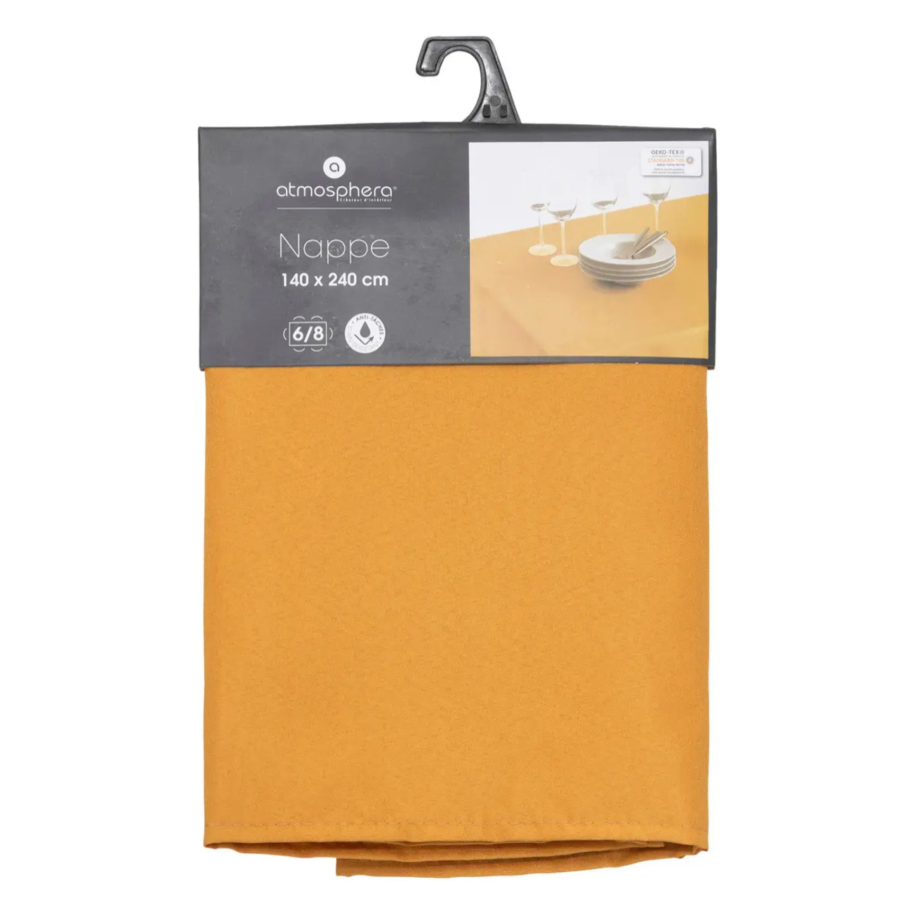 Nappe anti-tâche jaune moutarde 140x240cm