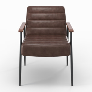 Fauteuil Hugues en cuir marron