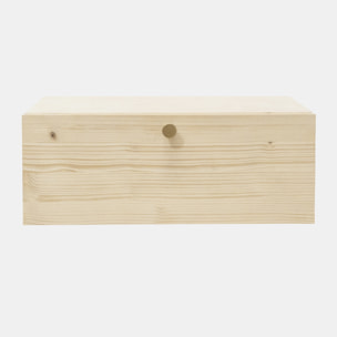 Table de chevet flottante en bois massif avec poignée ton naturel 15x40cm Hauteur: 15 Longueur: 40 Largeur: 25