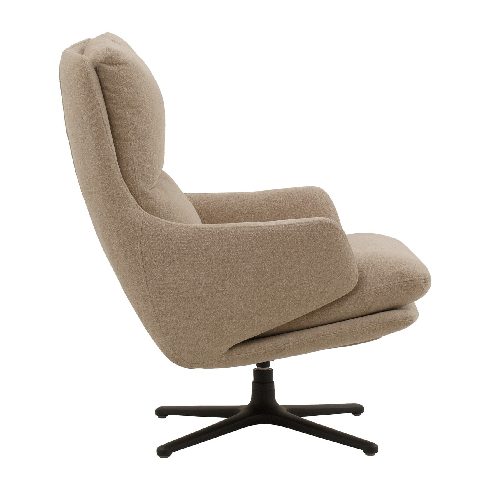 Poltrona girevole NEW ARLEY in tessuto beige e base in metallo nero