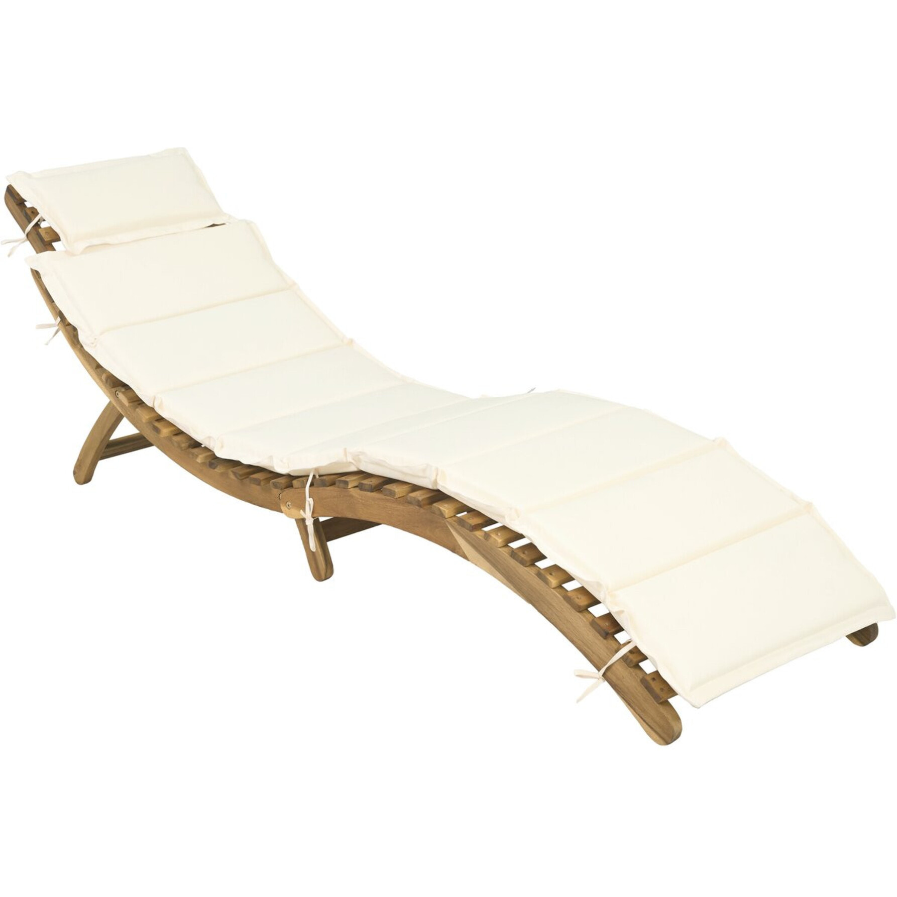 Bain de soleil en bois avec coussins inclus "Jakarta" - Beige