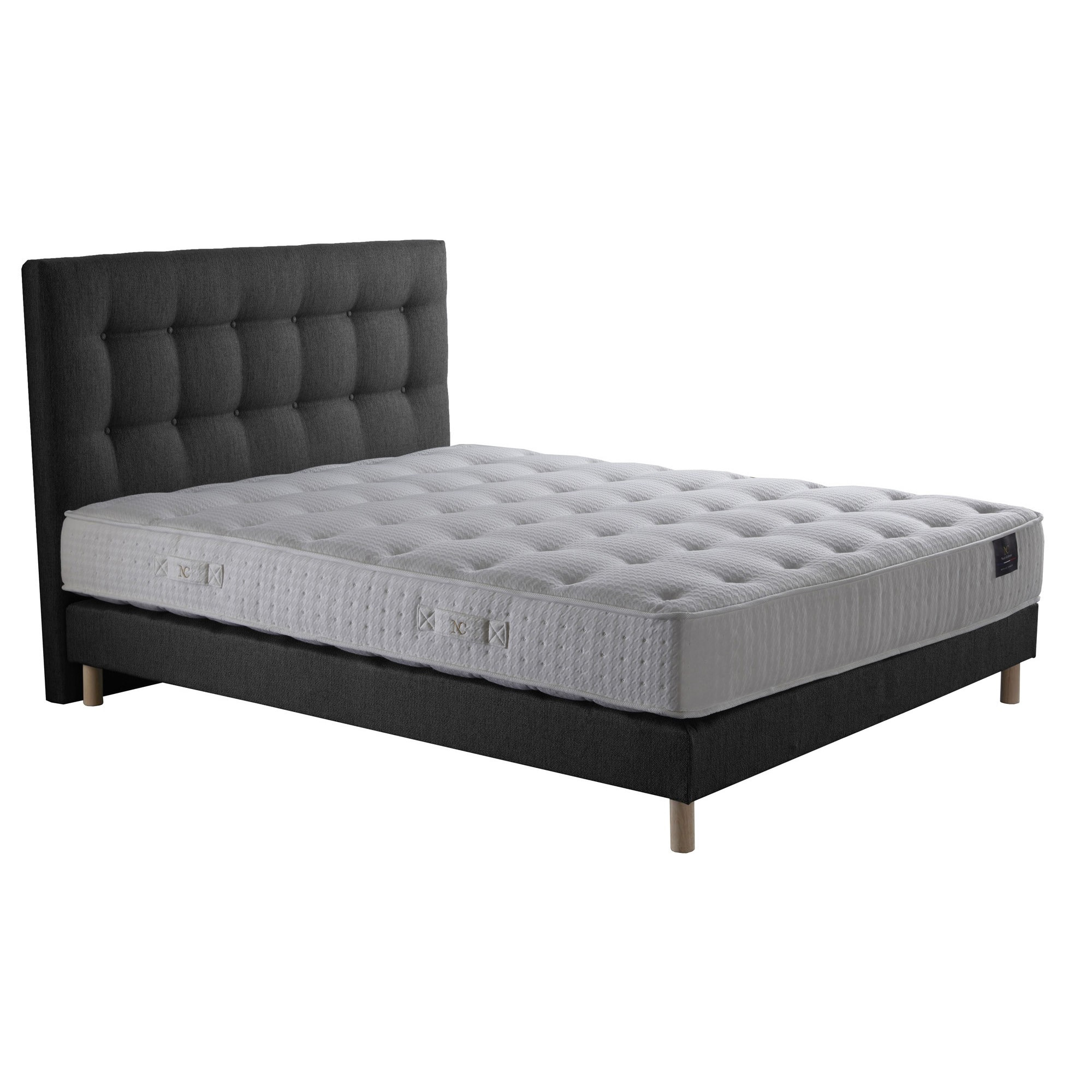 Ensemble Comète + tête de lit capitonnée - Matelas ressorts ensachés