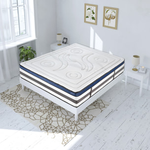Ensemble Matelas Quintessence mémoire de forme - 30cm + sommier kit bois blanc - 2 Places