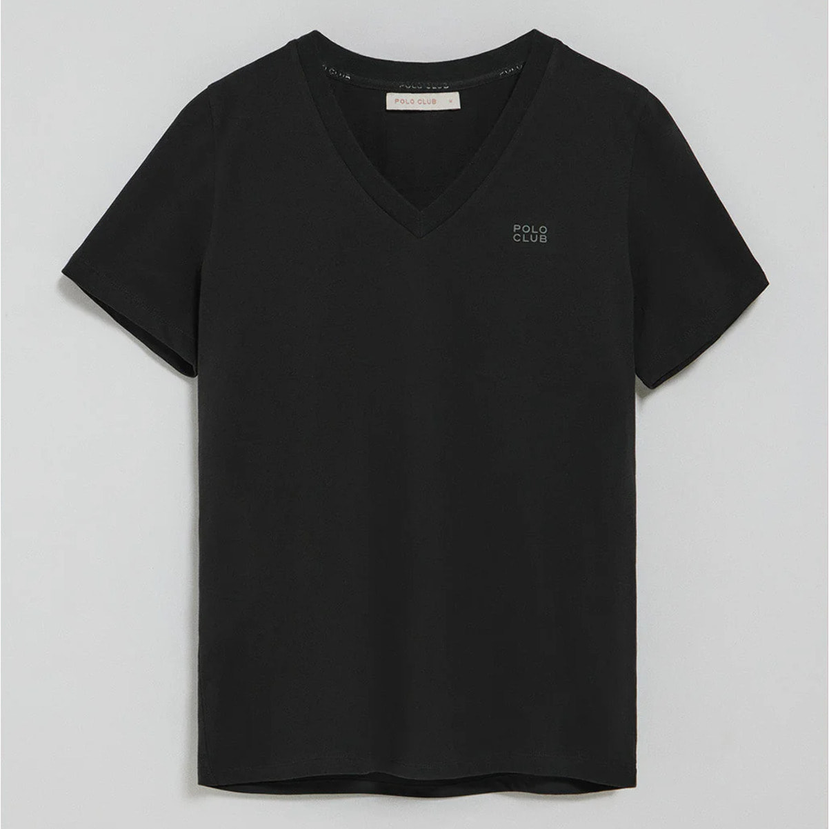 Camiseta Turia negra de acabado peach effect con print engomado Polo Club