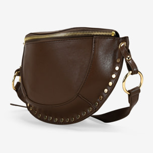 Riñonera marrón con tachuelas redondas