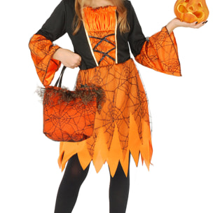 Strega Delle Zucche Costume Halloween Con Borsa Lusso In Pizzo Bambina