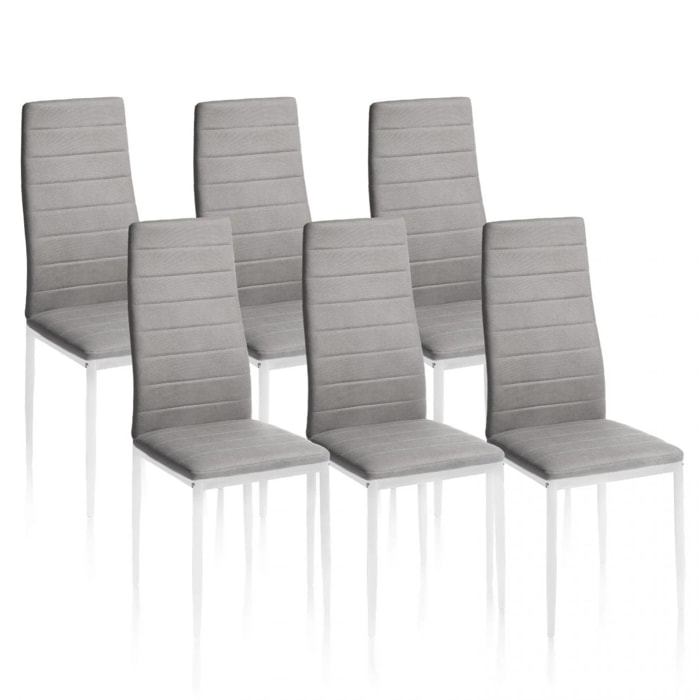 Pack 6 sillas de comedor Yuri Gris oscuro–Blanco