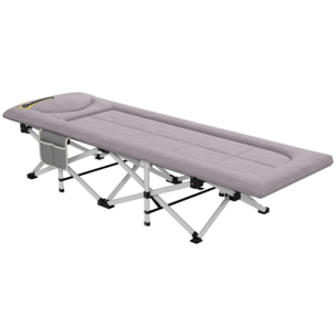 Lit de camp pliable avec matelas et sac de transport gris