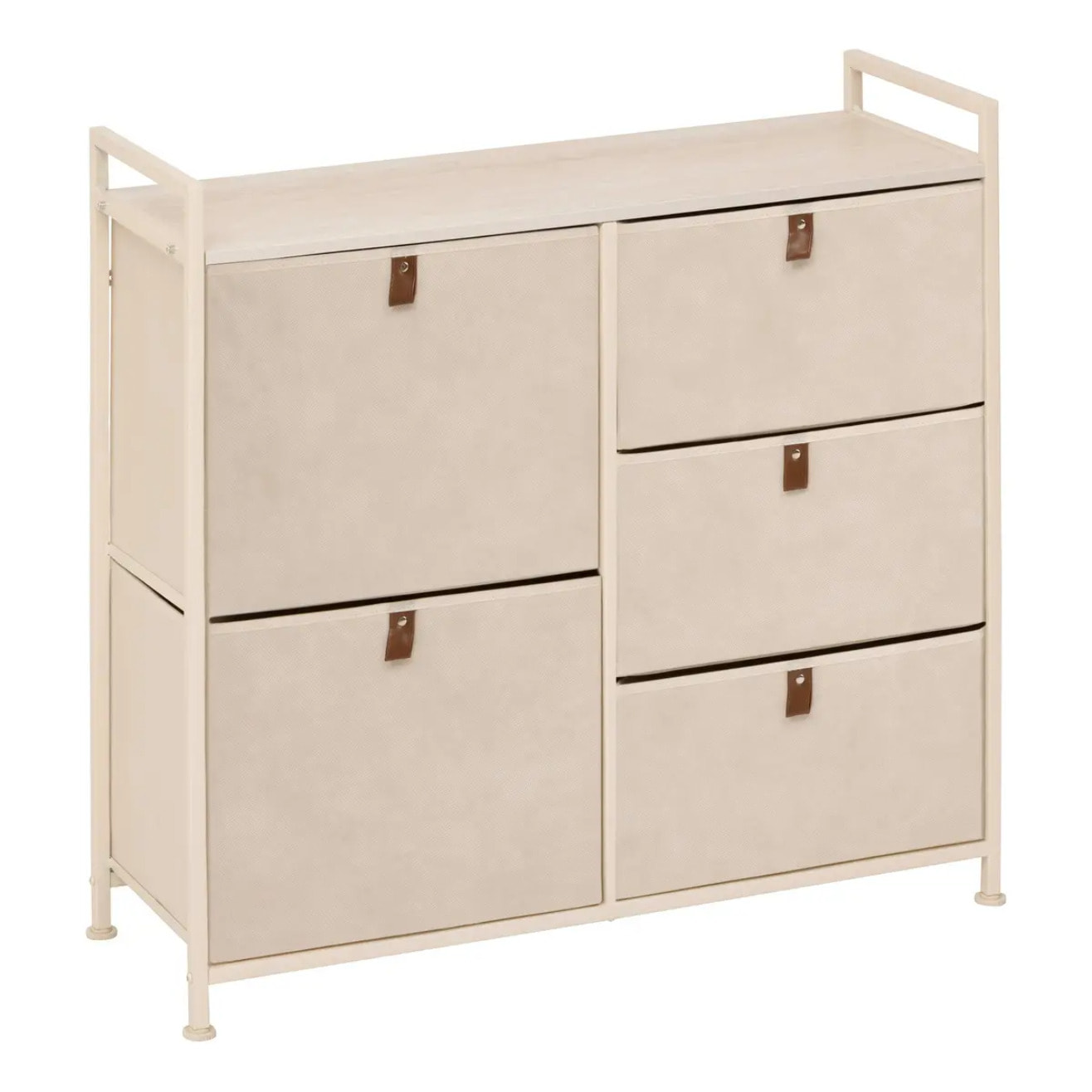 Meuble de rangement Tissa 5 tiroirs beige