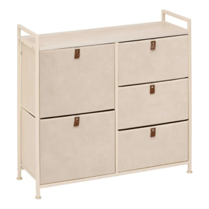 Meuble de rangement Tissa 5 tiroirs beige