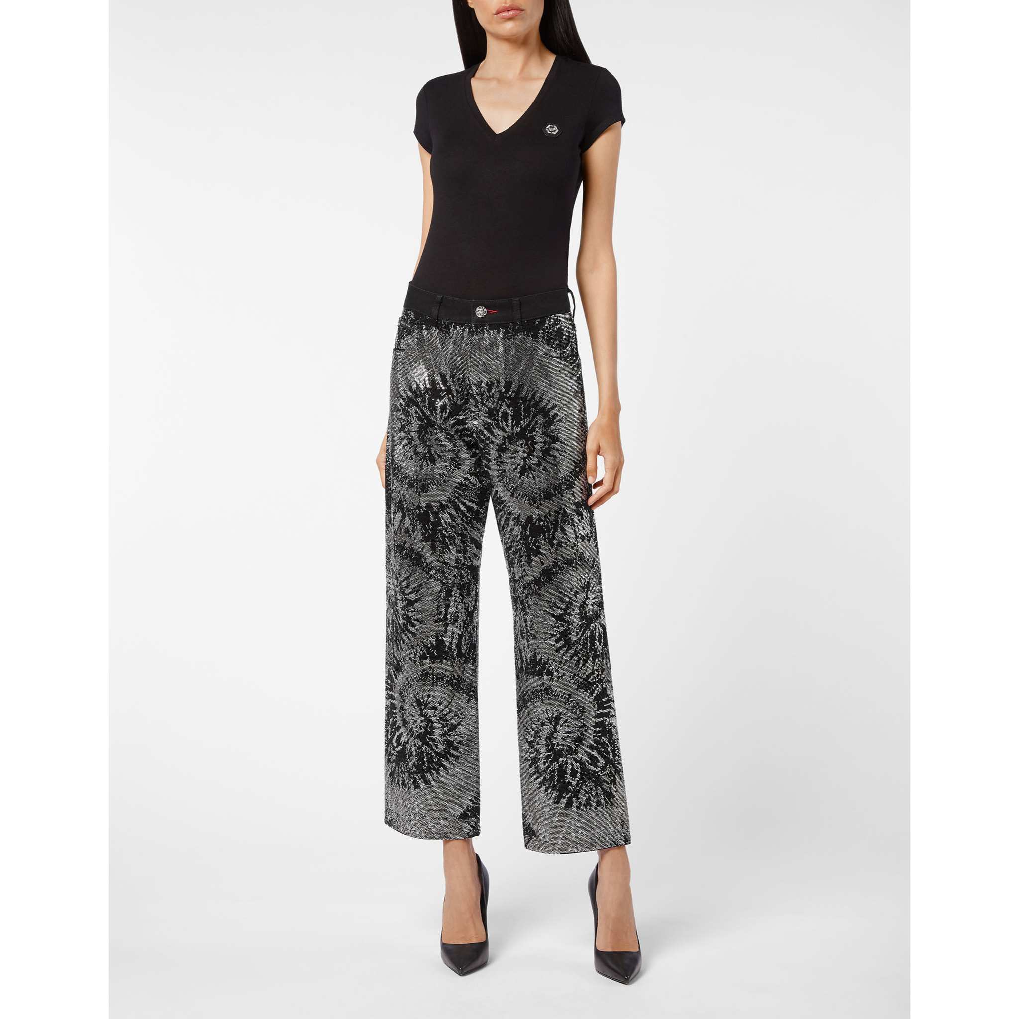 PHILIPP PLEIN Vaqueros de tiro alto TIE DYE