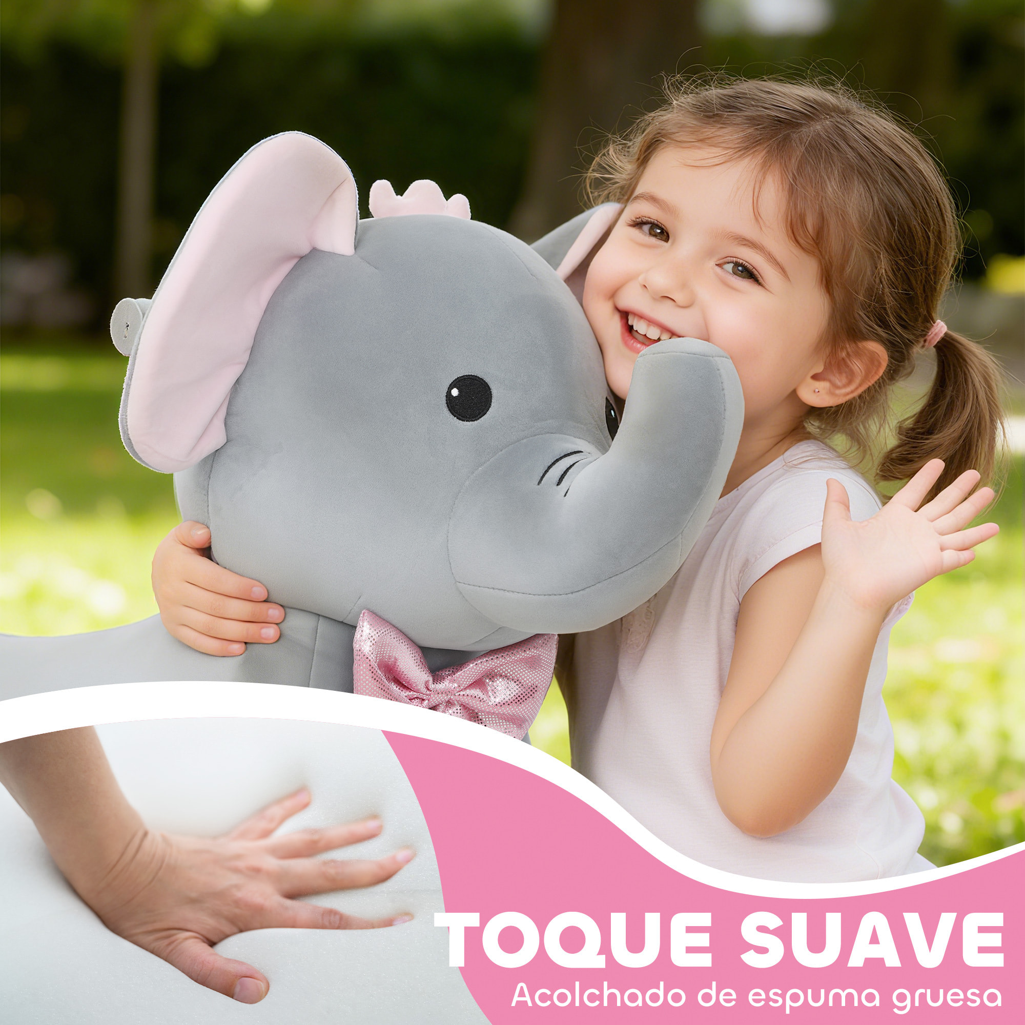 Elefante Eléctrico con Música, Batería 6V, Caballo de Juguete Eléctrico, Tacto Suave, Ruedas Silenciosas de PU, Pedal, Marcha Adelante, Regalo para Niños y Niñas de 1,5 a 5 Años, Gris