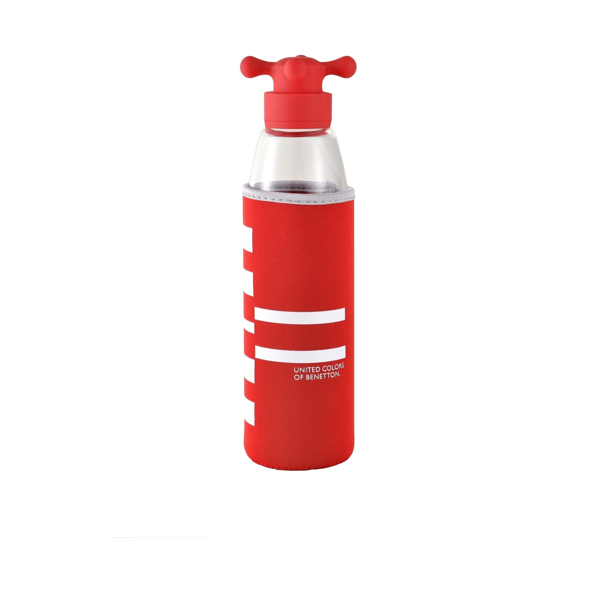 Botella de agua 500ml borosilicato funda rojo y tapa de grifo rainbow be