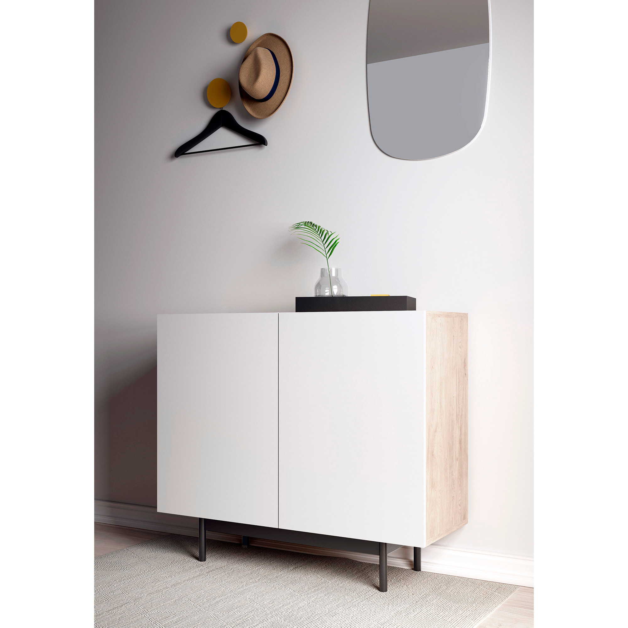 Aparador bajo Printed roble y blanco 78x90x34 cm