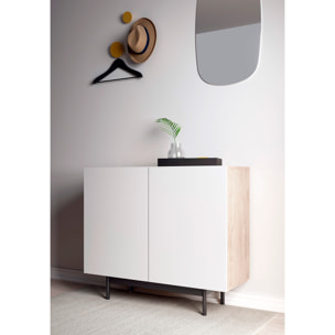 Aparador bajo Printed roble y blanco 78x90x34 cm