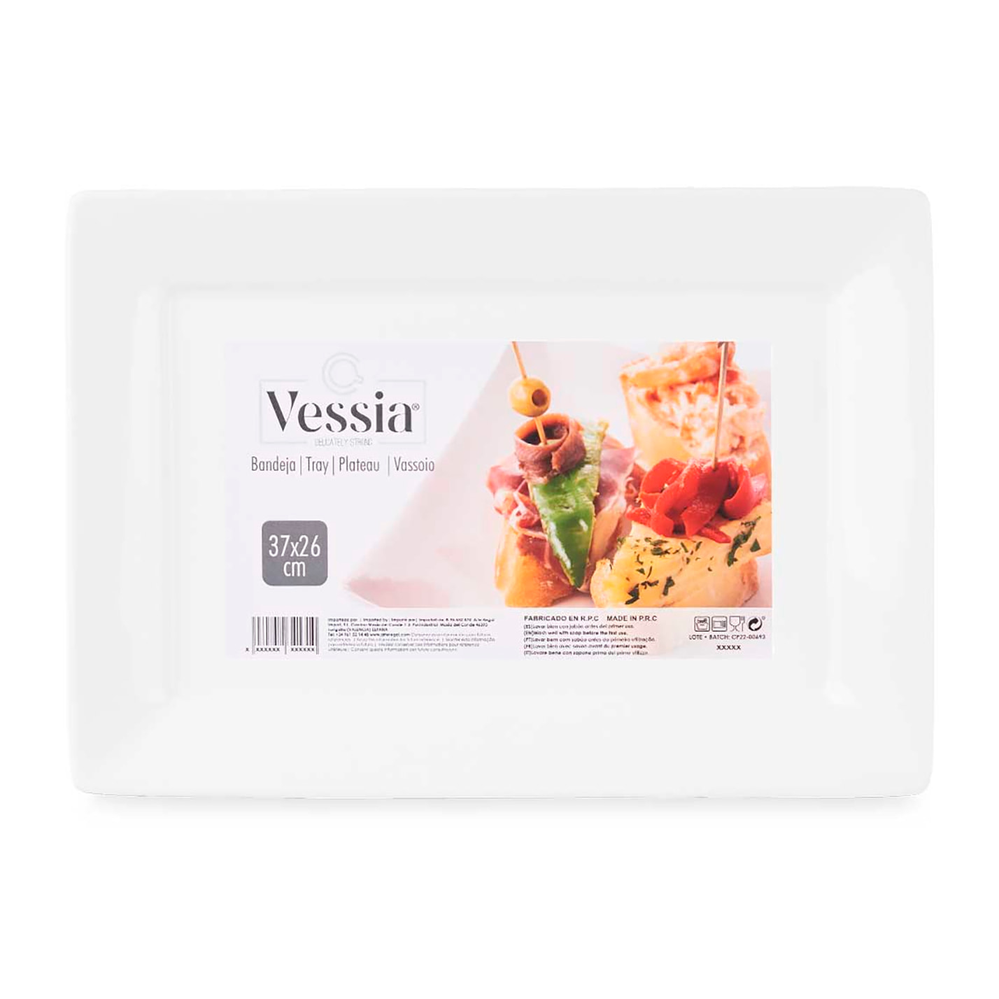 BANDEJA RECTANGULAR PORCELANA 37 CM
