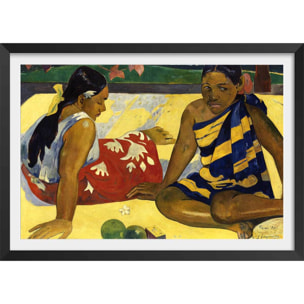 Poster Les nouvelles du jour - Parau api par Paul Gauguin Affiche + cadre en bois - Noir