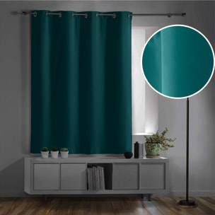 Rideau court obscurcissant 90 % adapté radiateur - Bleu Paon
