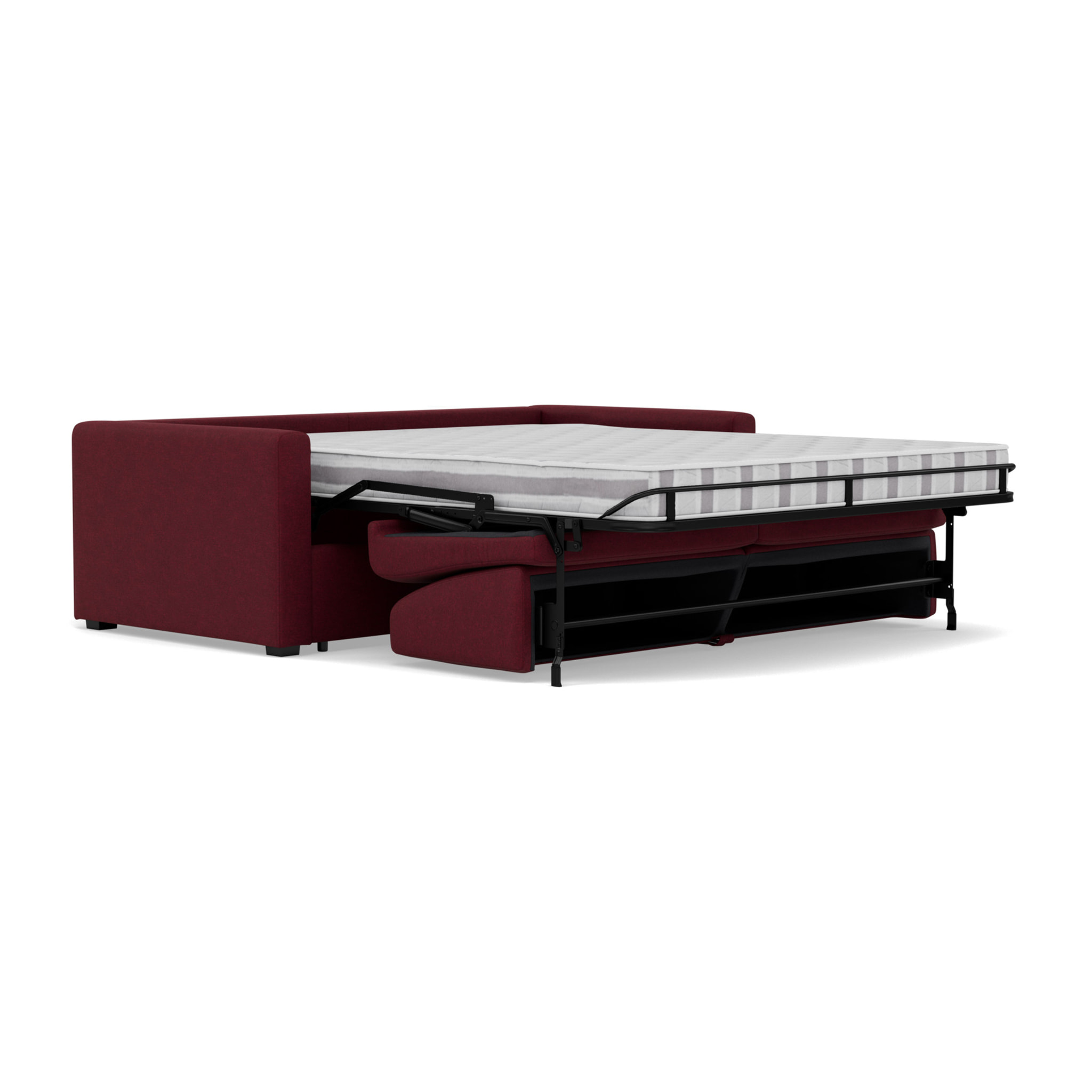 Julia - canapé 3 places convertible couchage quotidien matelas 14 cm en tissu - Prune